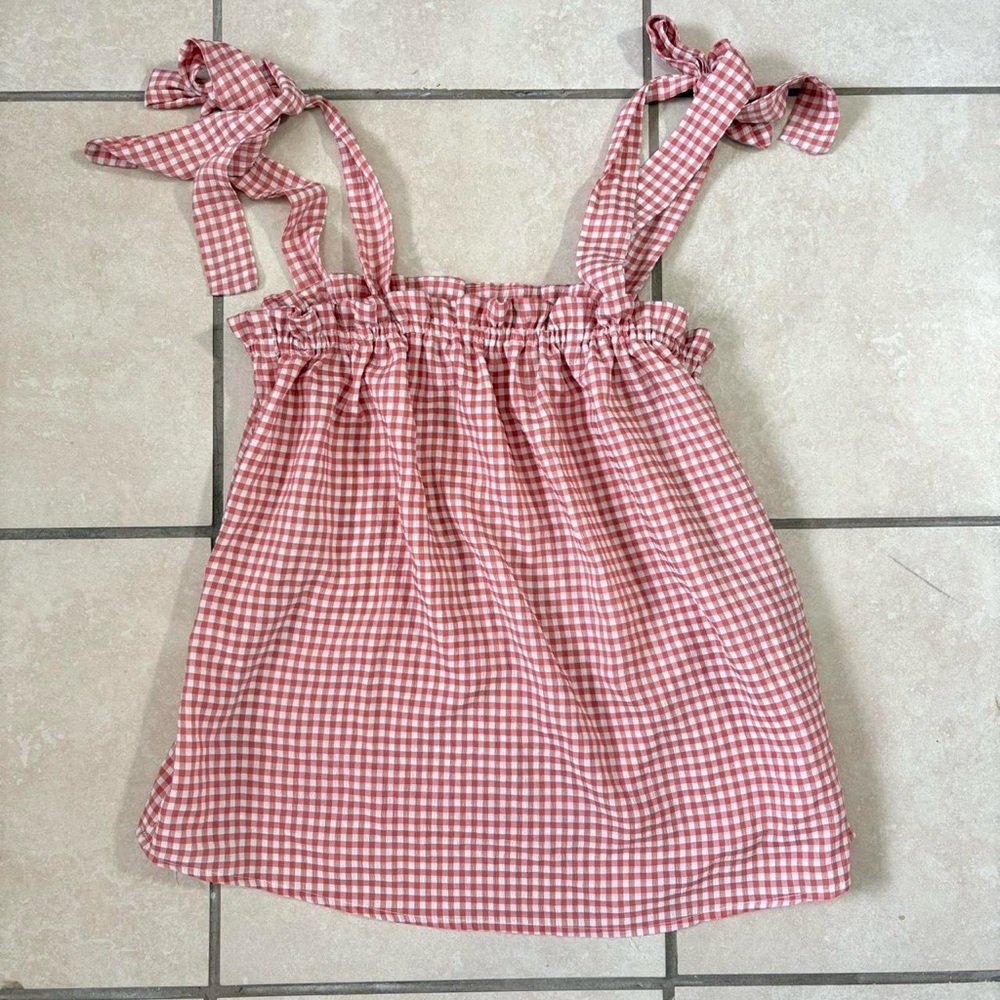 Pink Gingham Babydoll Top